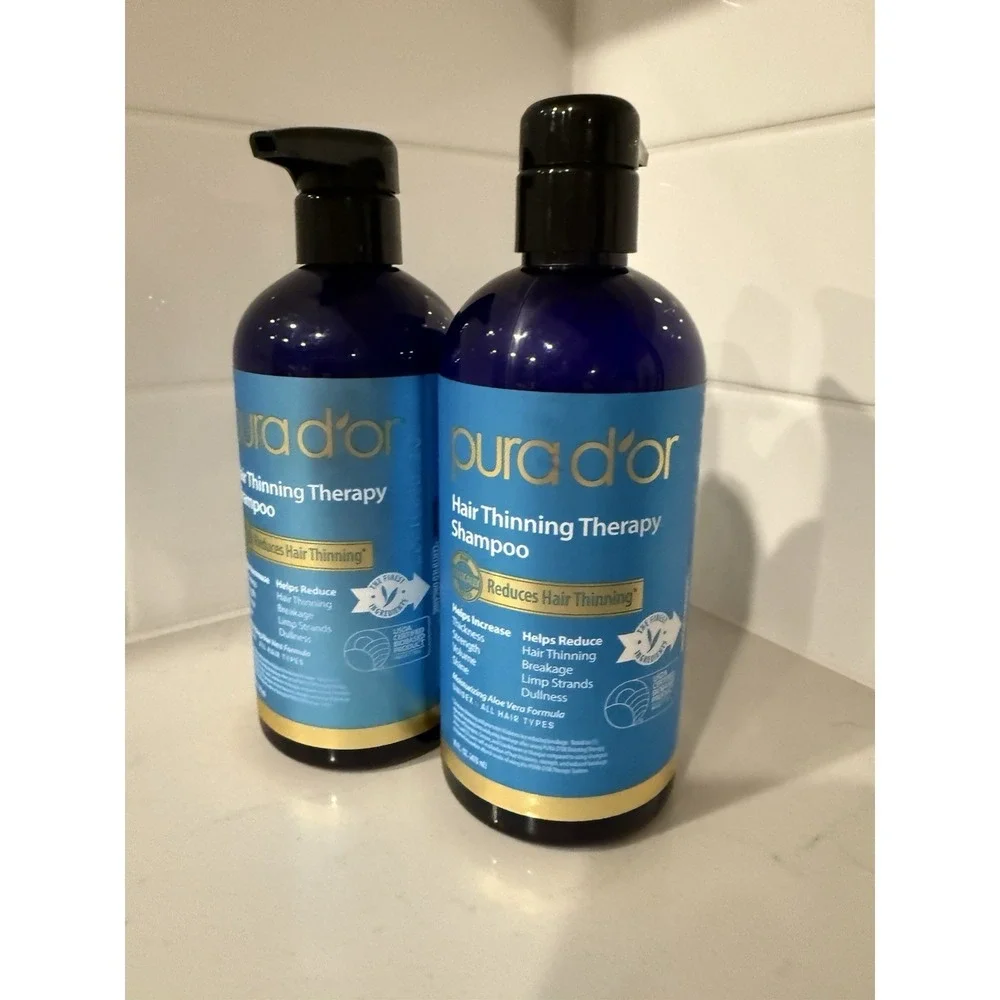 2x PURA D'OR Dor Hair Thinning‎ Therapy Shampoo Original Blue Label Shampoo 16oz